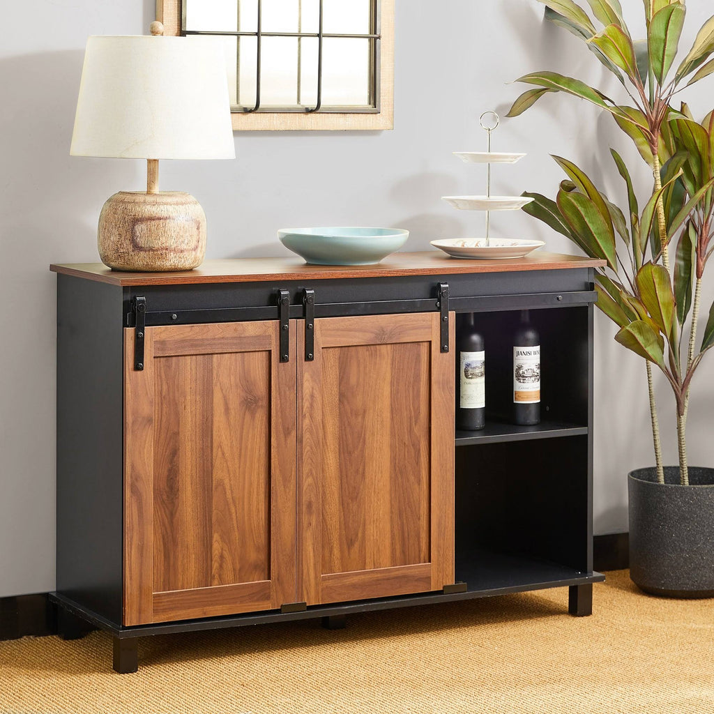 Black/Walnut Storage Cabinet Sideboard Y79064