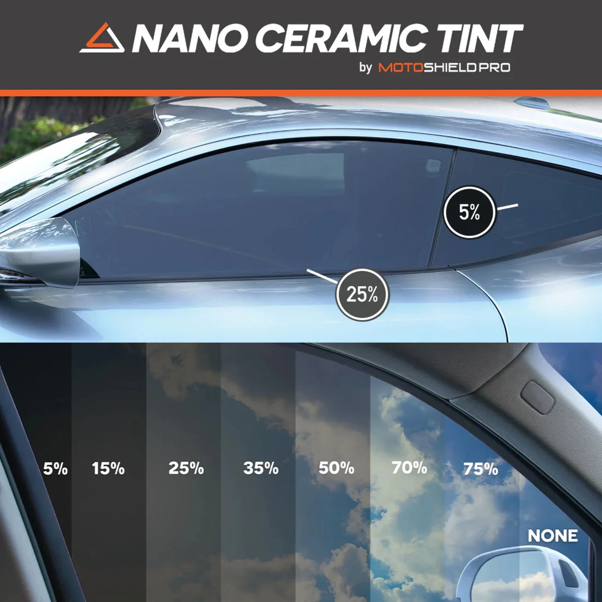 Precut Ceramic Window Tint Film for 2014-2018 Chevrolet Silverado 1500 Crew Cab Front Windshield 50% I20886