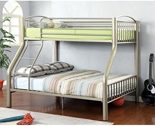 Metallic Gold Metal Twin Over Full Bunk Bed F163