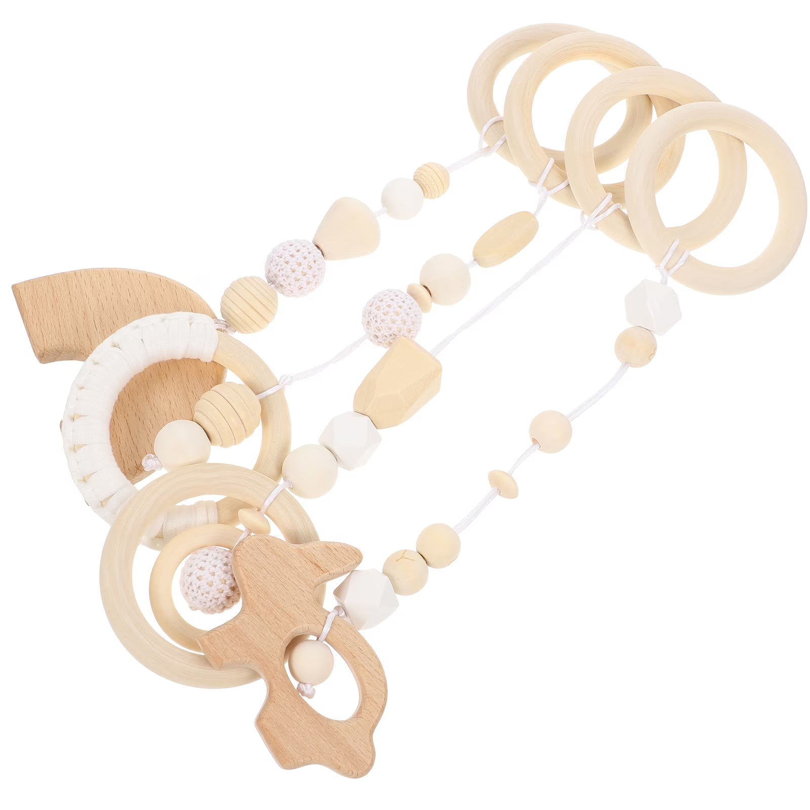 Wood Baby Gym Fitness Rack with Wooden Rattle Spinners Y289755