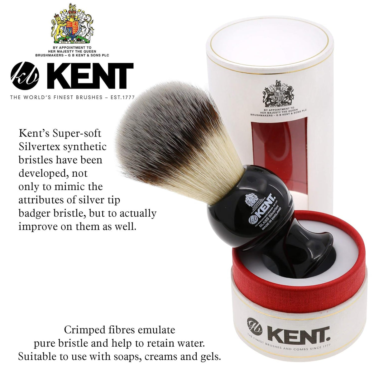 Shaving Brush with Synthetic Bristles and Resin Handle, Pack of 2 W42504