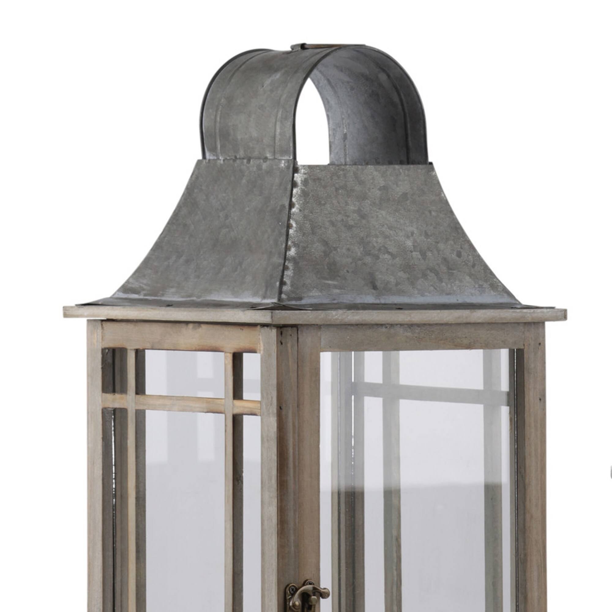 Brown and Gray Wooden Lantern Set of 2 N34205
