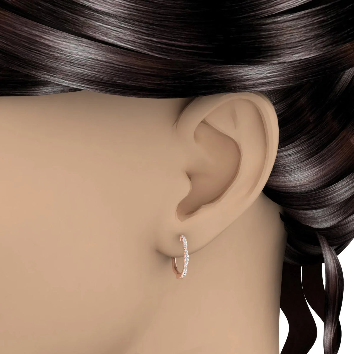 1/4 Carat Diamond Hoop Earrings in 10K Rose Gold A37677