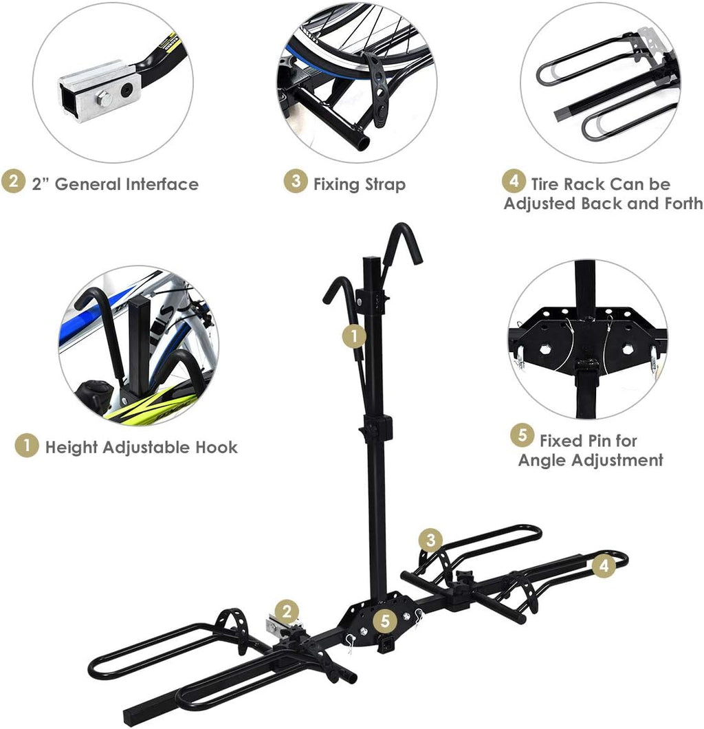 2-Bike Hitch Mount Rack Foldable Receiver I43118
