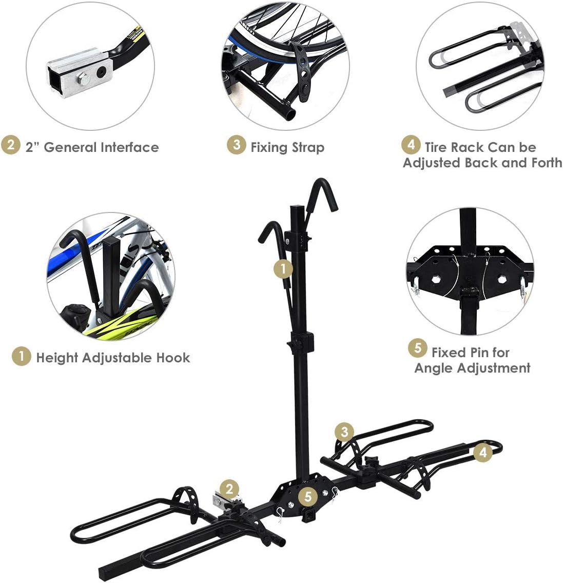 2-Bike Hitch Mount Rack Foldable Receiver I43118