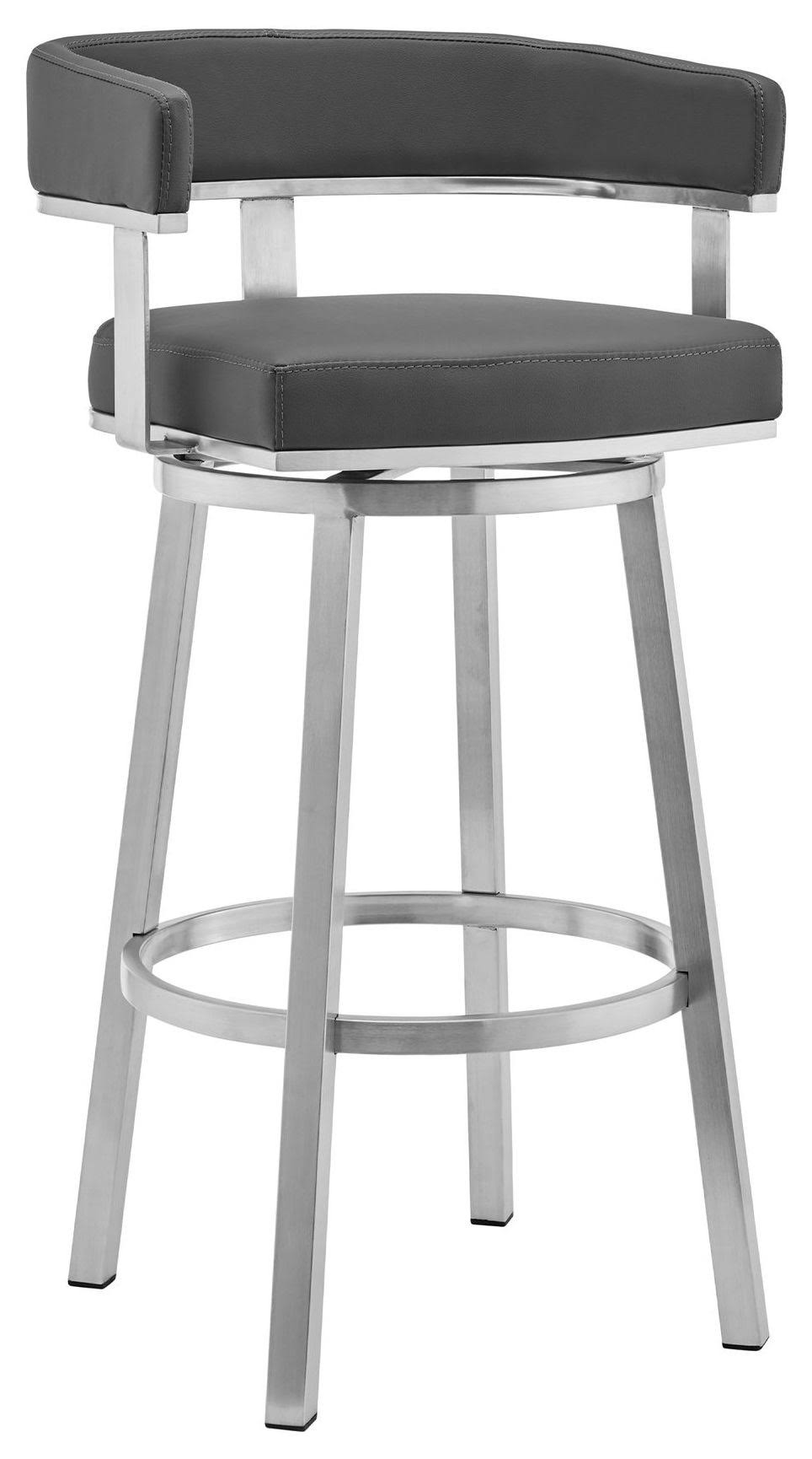 Gray Faux Leather Swivel Counter Height Stool P214