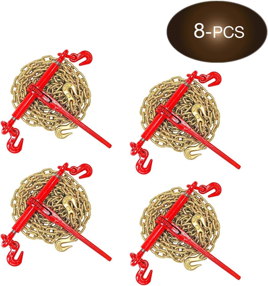 5/16” Grade 70 Chain and Load Binder Kit with 4 Binders and 4 Chains W73546