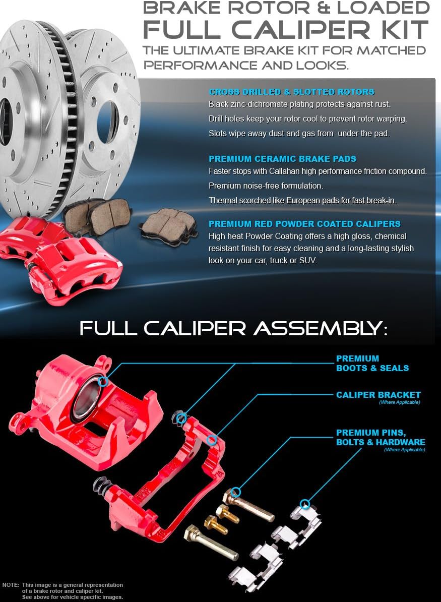 Red Powder Coated Caliper Assembly Set Kit P68102