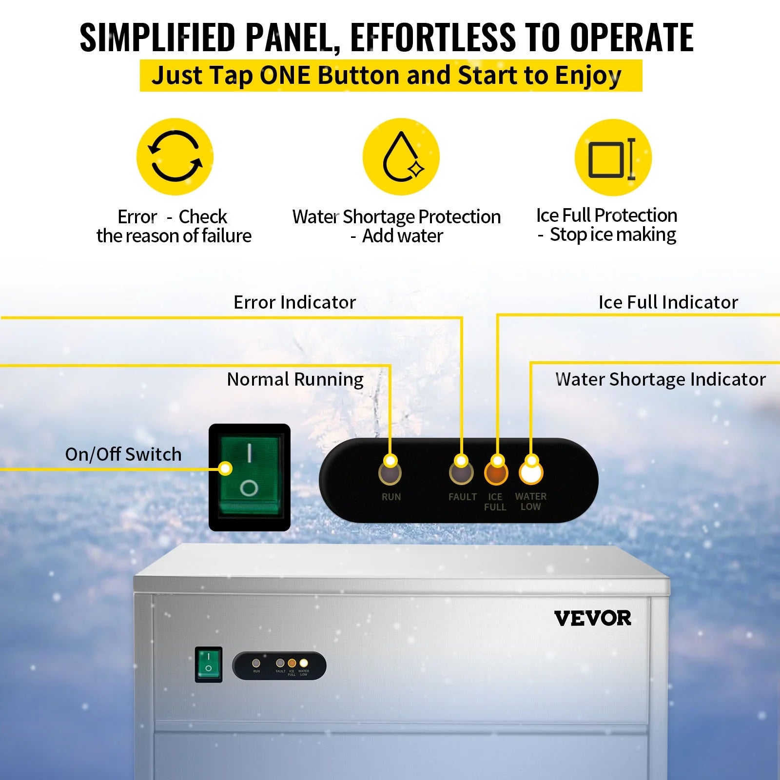 110V Commercial Snowflake Ice Maker 55lbs/24h, Food Grade Stainless Steel, Automatic Operation, Free Standing, Water Filter and Spoon Q776213
