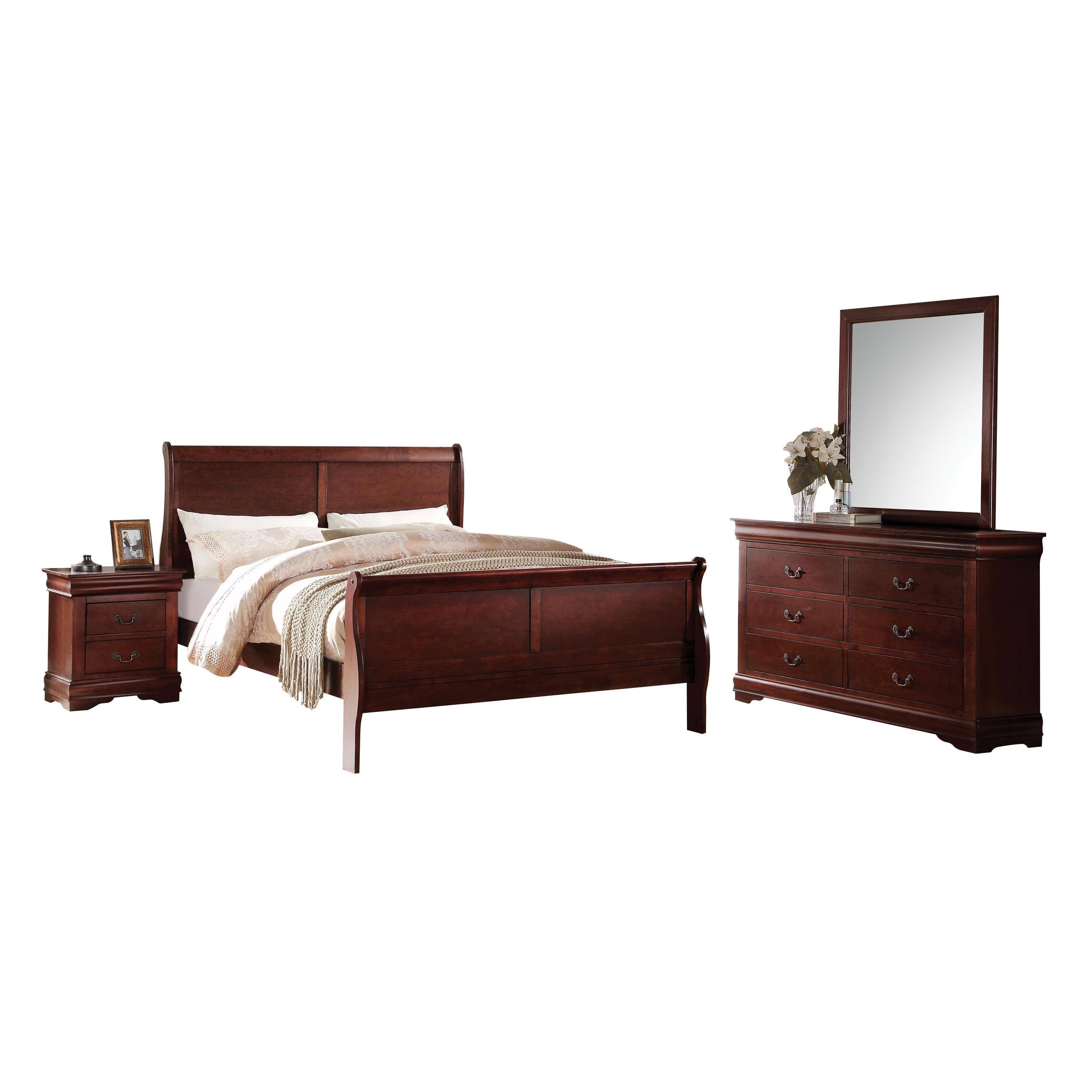 Cherry 4-Piece Sleigh Bedroom Set (Twin) J514494