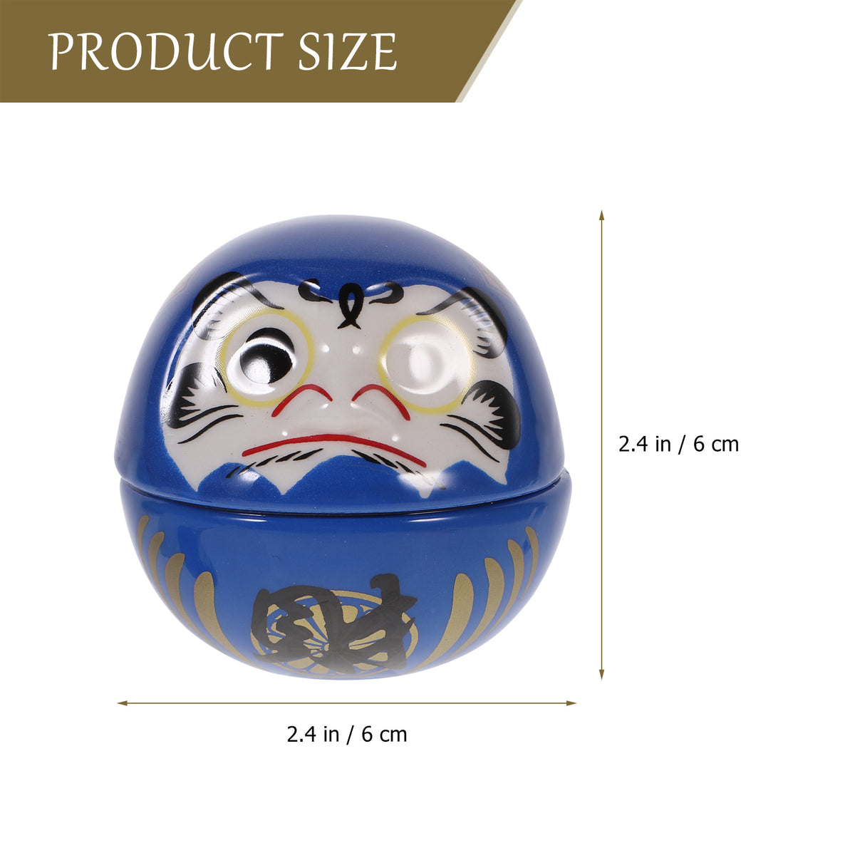 2pcs Daruma Japanese Ochoko Tumbler Ceramics Porcelain Dolls Statue Black E272326