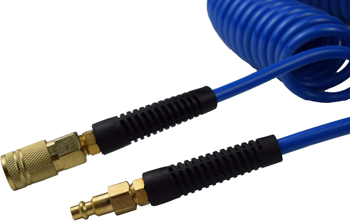 10-Pack Blue Polyurethane Recoil Air Hose 1/4" by 25' with Bend Restrictor and Quick Coupler R99238