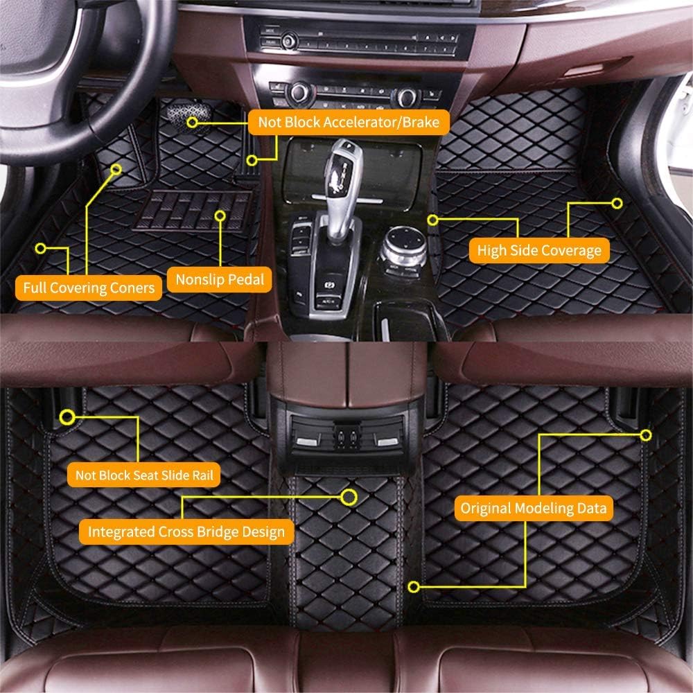 Red Waterproof Anti-Skid Leather Full Coverage Car Floor Mats L933