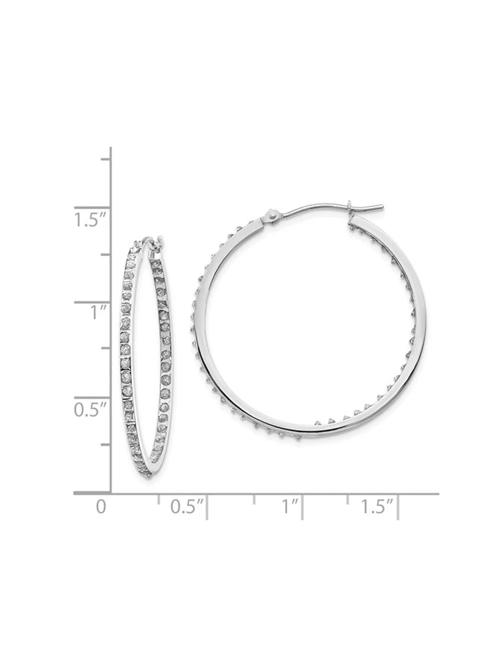 14K White Gold Diamond Hoop Earrings (1 1/3 Inch) L783586