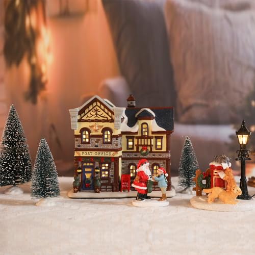 Christmas Ceramic Post Office Decoration with Lights G540