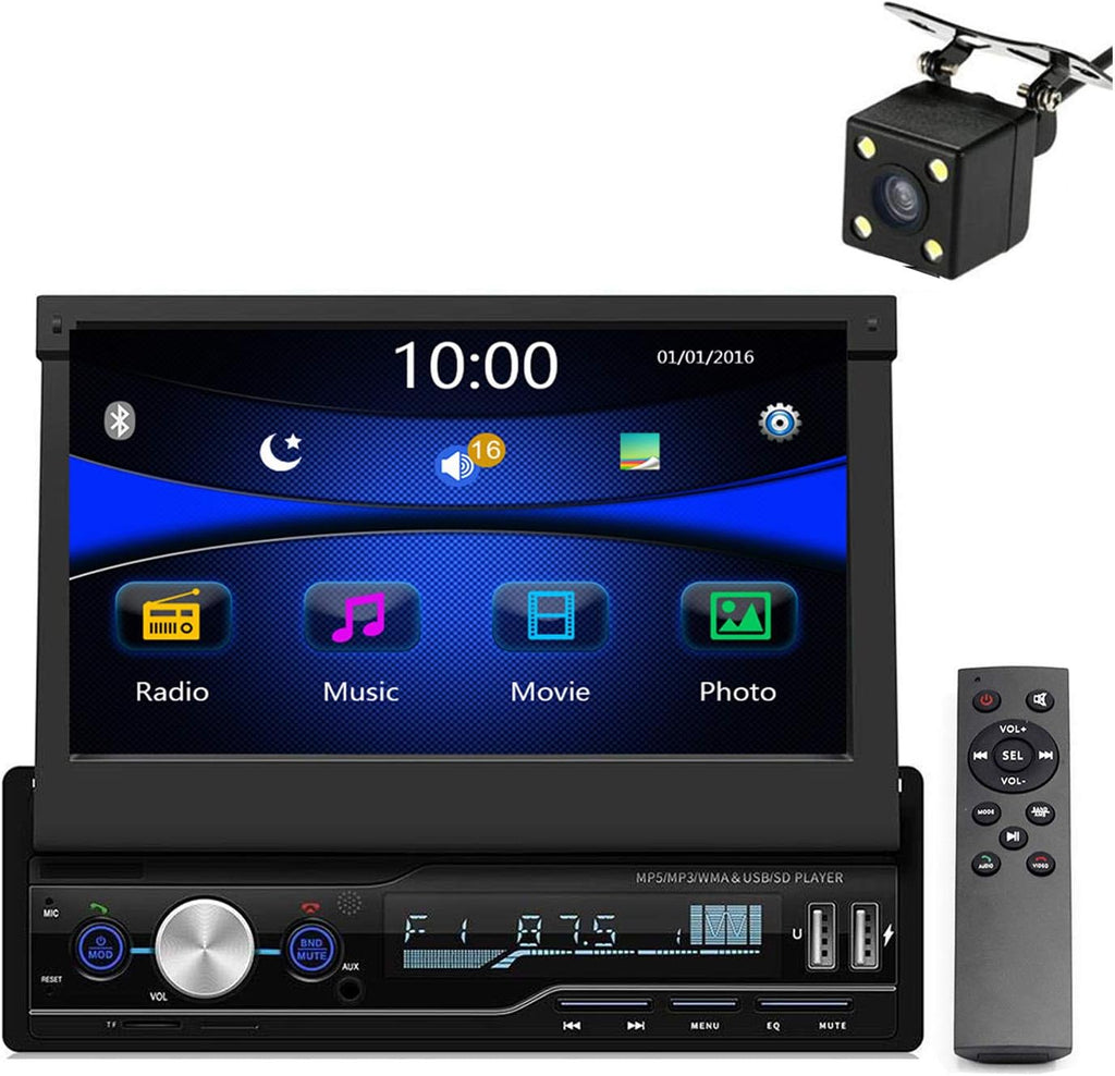 Single Din 7 inch Bluetooth Car Stereo with Rearview Camera M658