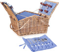 Grey-Stripe Wicker Picnic Basket for 2 with Double Collapsible Handles Y60472
