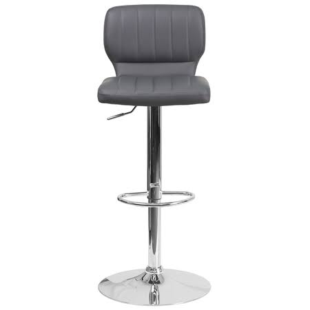 2 Pk. Gray Vinyl Adjustable Height Barstool with Chrome Base E3561