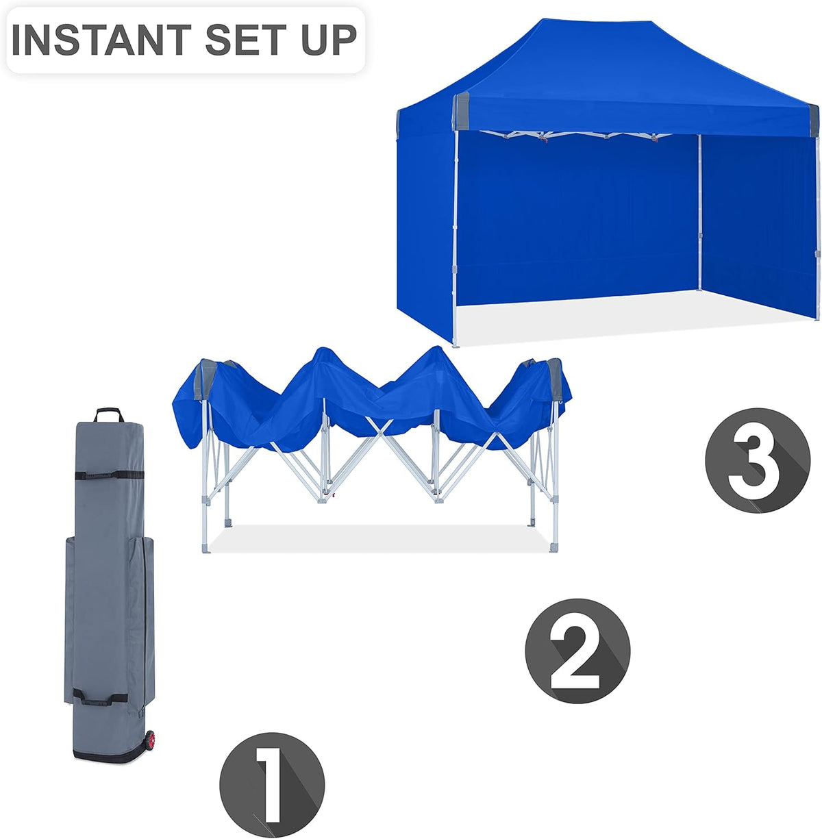 Blue 10'x15' Pop Up Canopy Tent with Removable Sides Walls L505