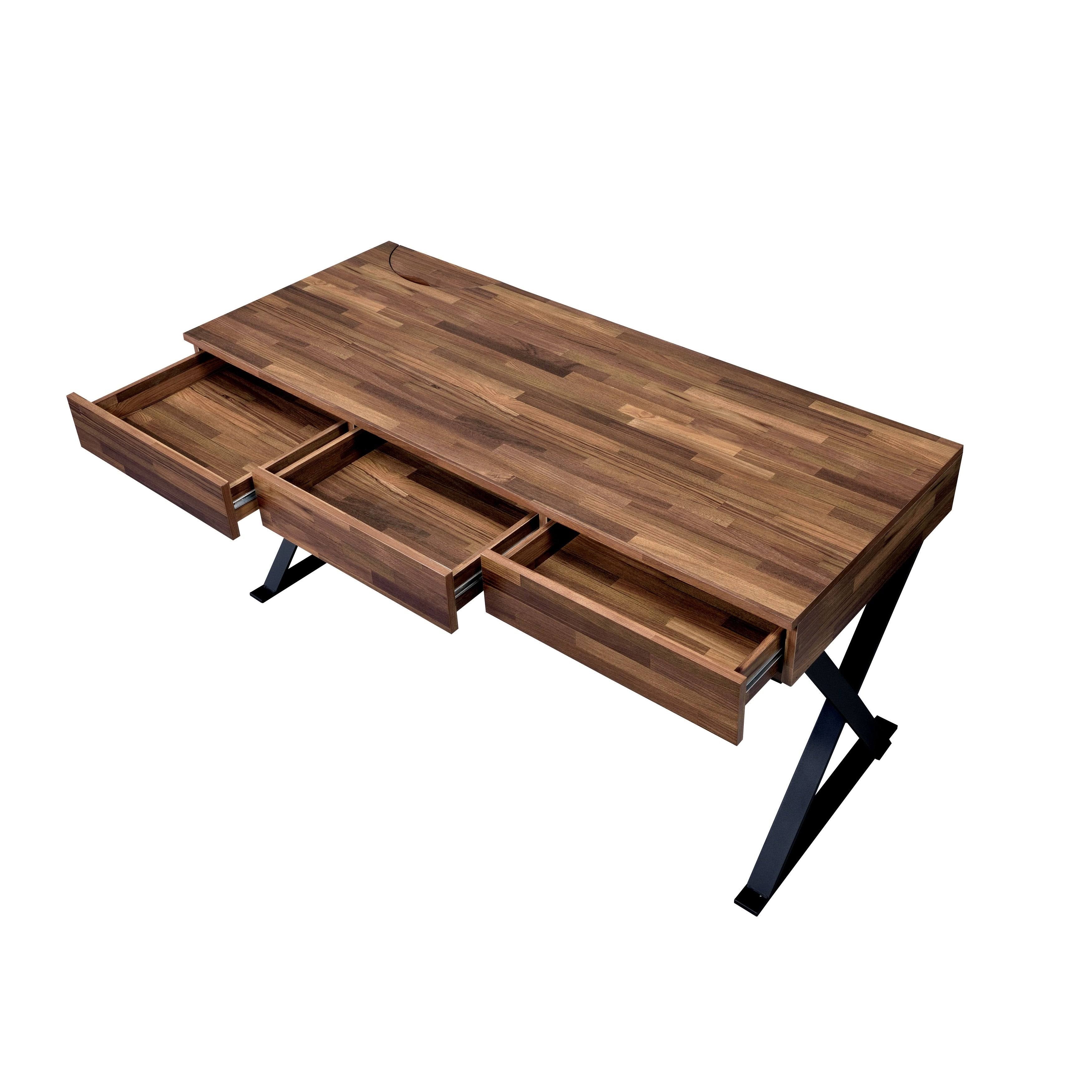Black Metal 3 Drawer Desk Y15643
