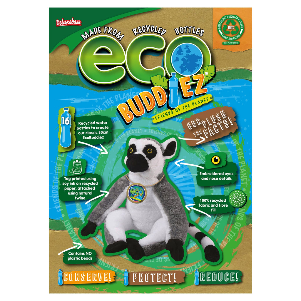 Ring Tailed Lemur 12 inch Soft Plush Toy made from Recycled Plastic Bottles K5902