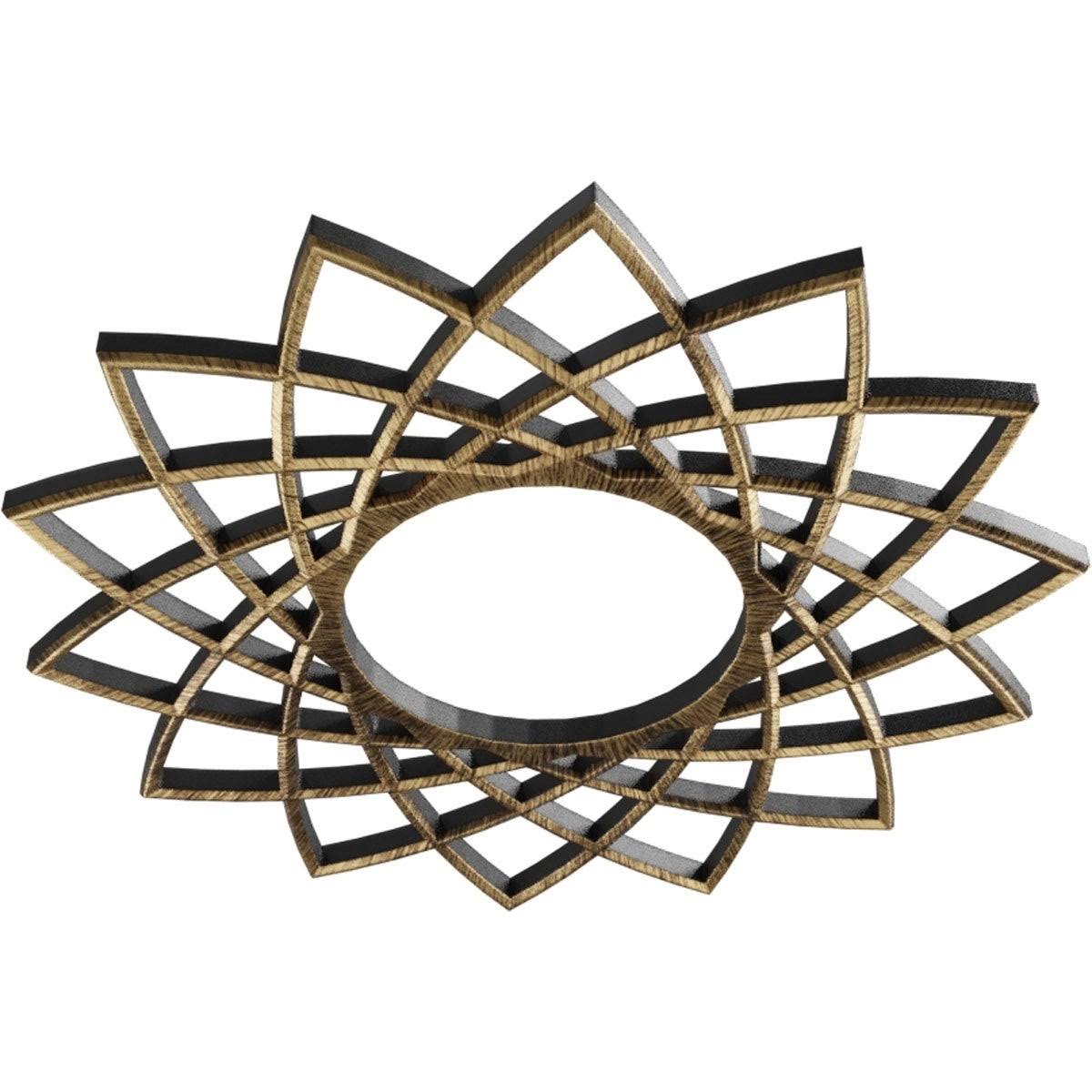 36x22OD x 13 7/8x22ID x 1x22P PVC Pierced Ceiling Medallion, Antiqued Bra W626