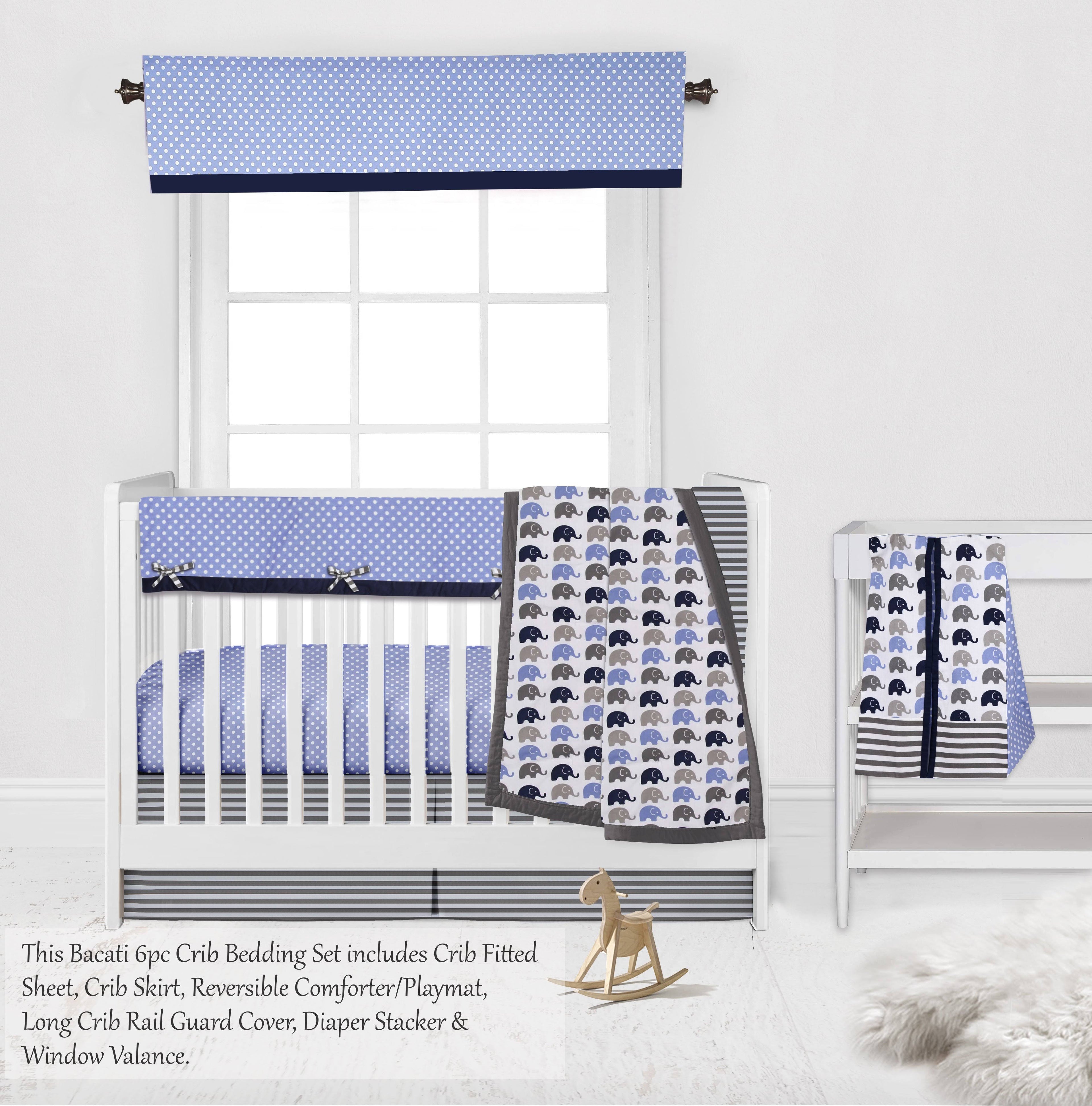 10 Piece Blue Gray Crib Bedding Set F904