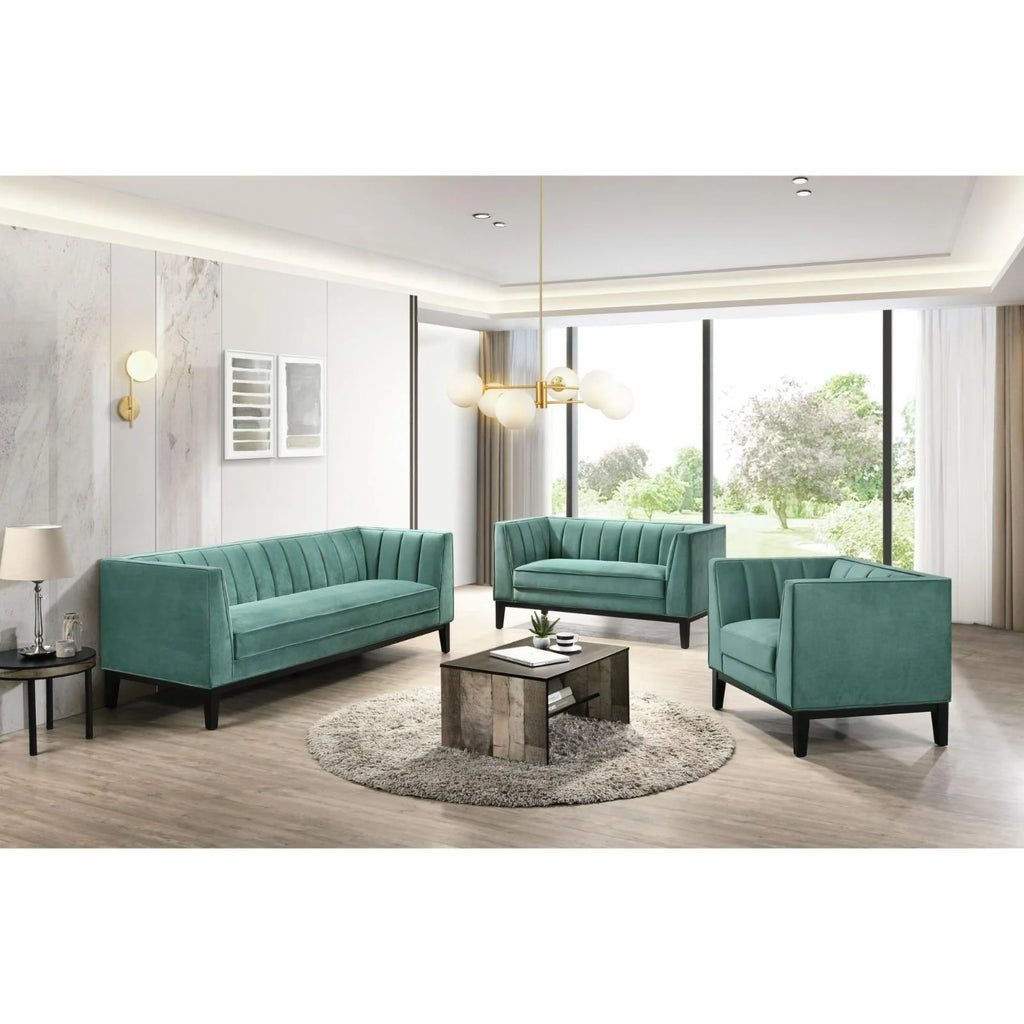 Light Grey Velvet Loveseat M3610