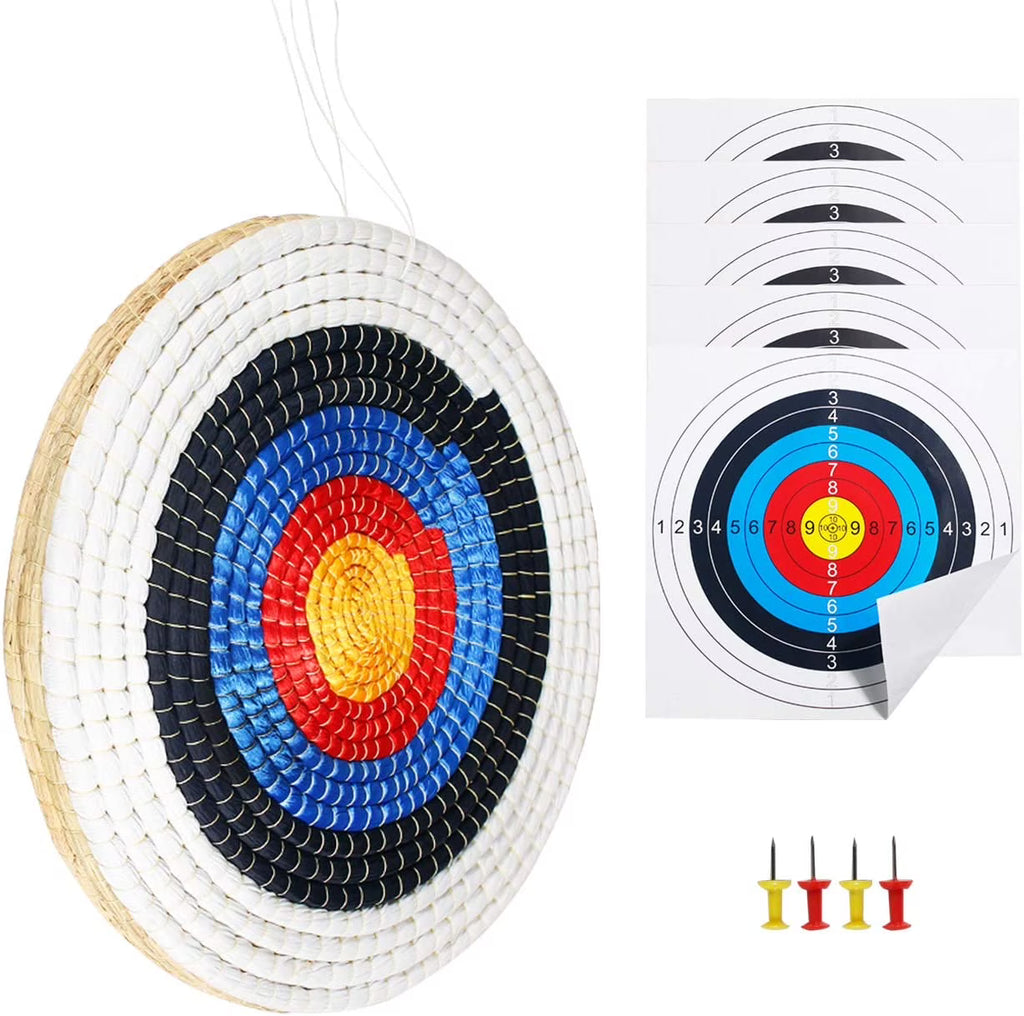 Traditional Solid Straw Round Archery Target Face with 5 Paper Target Face M5379