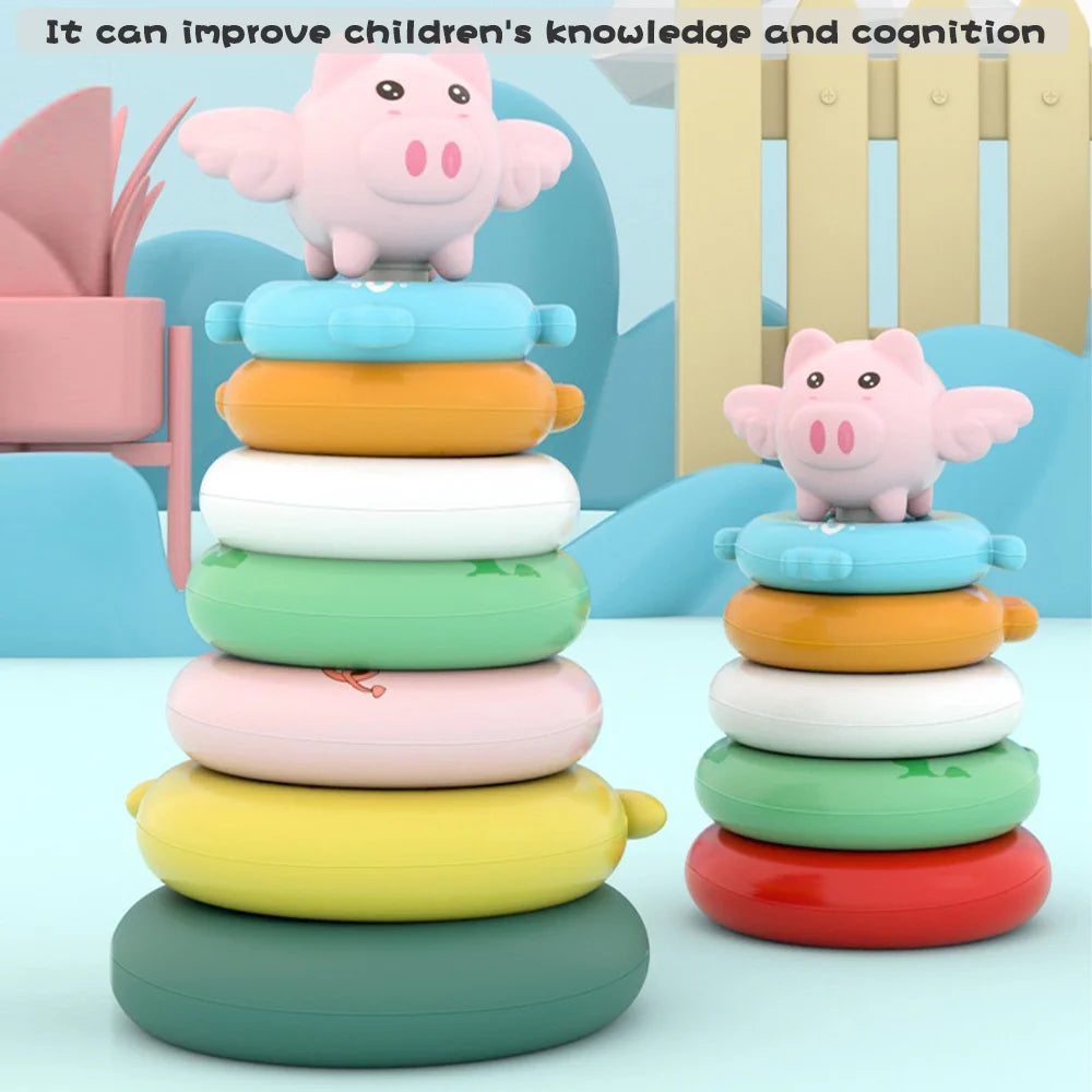7 Rings Baby Stacking & Nesting Toys Sensory Educational Montessori Baby Blocks I313121