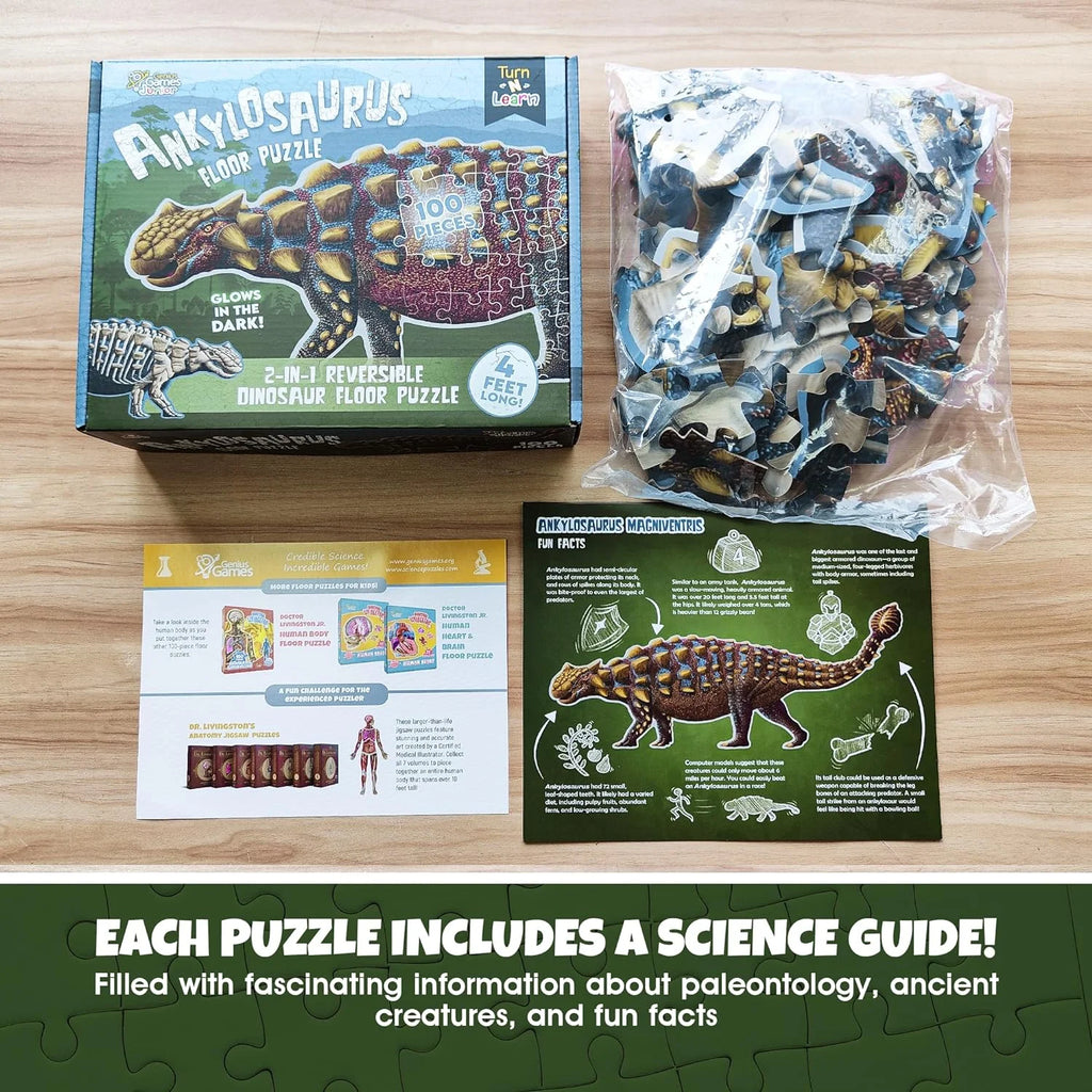100-Piece Double Sided Glow-in-The-Dark Dinosaur Jigsaw Puzzle C93969