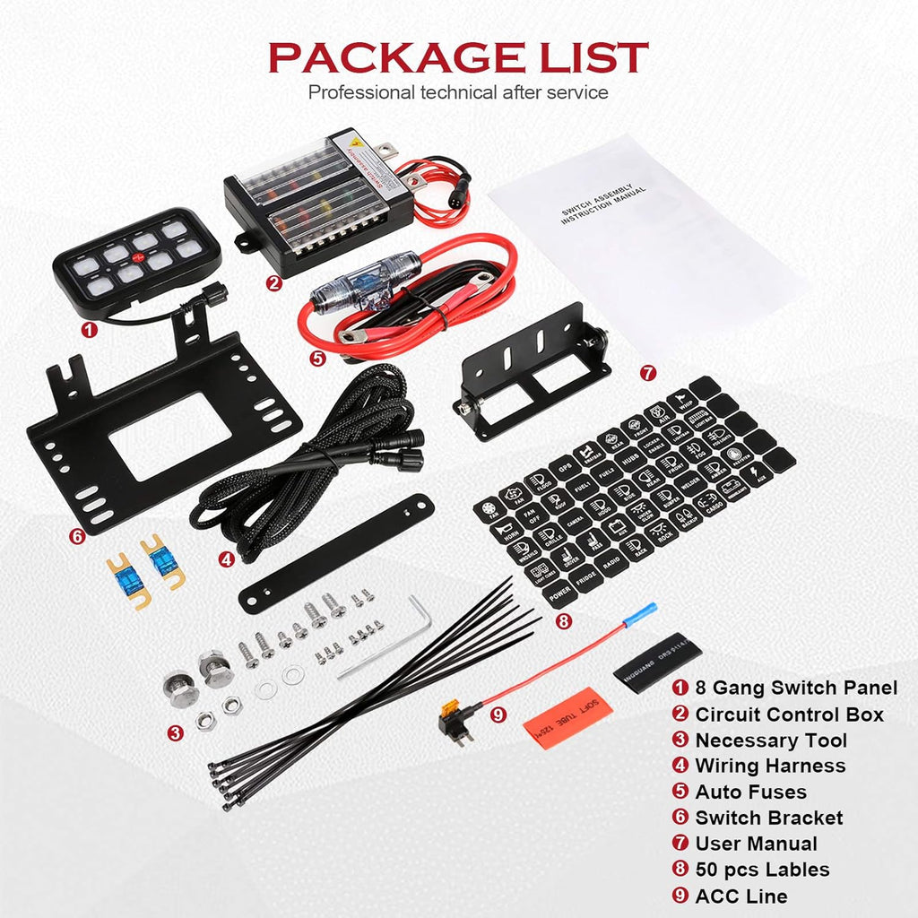 8 Gang Switch Panel Touch Screen for Car Truck ATV UTV Boat E4990