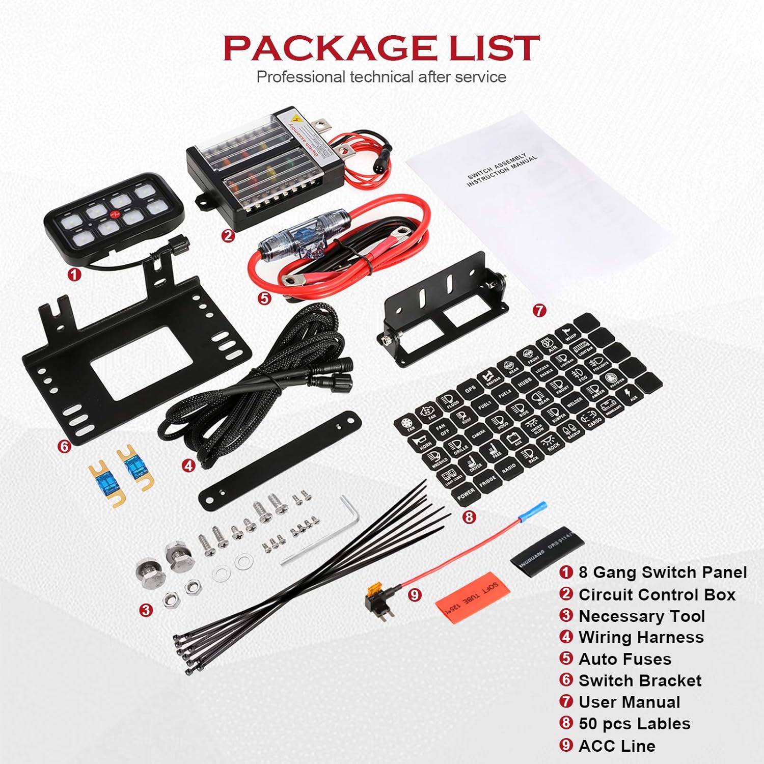 8 Gang Switch Panel Touch Screen for Car Truck ATV UTV Boat E4990