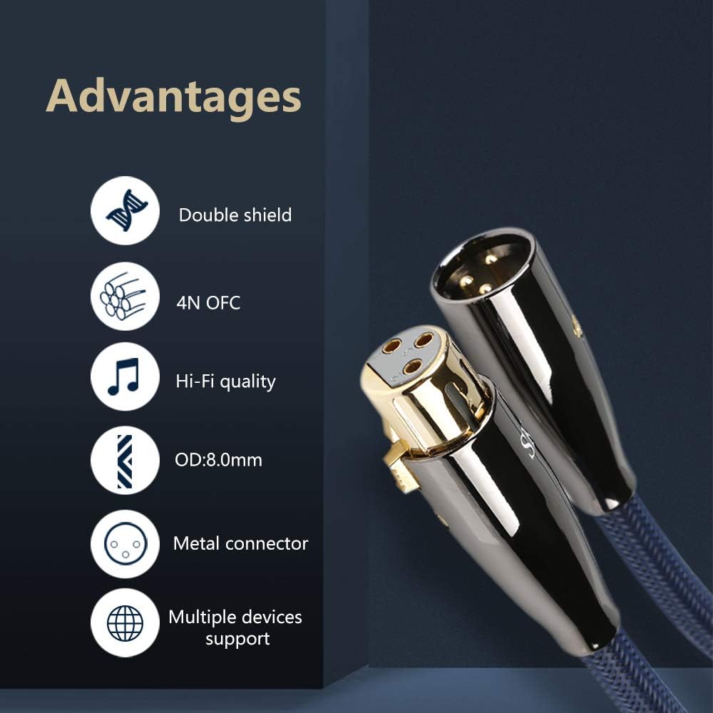 Single OFC Balanced XLR Male to XLR Female 3 PIN Microphone Cable (9.8ft, 3M) Y7978