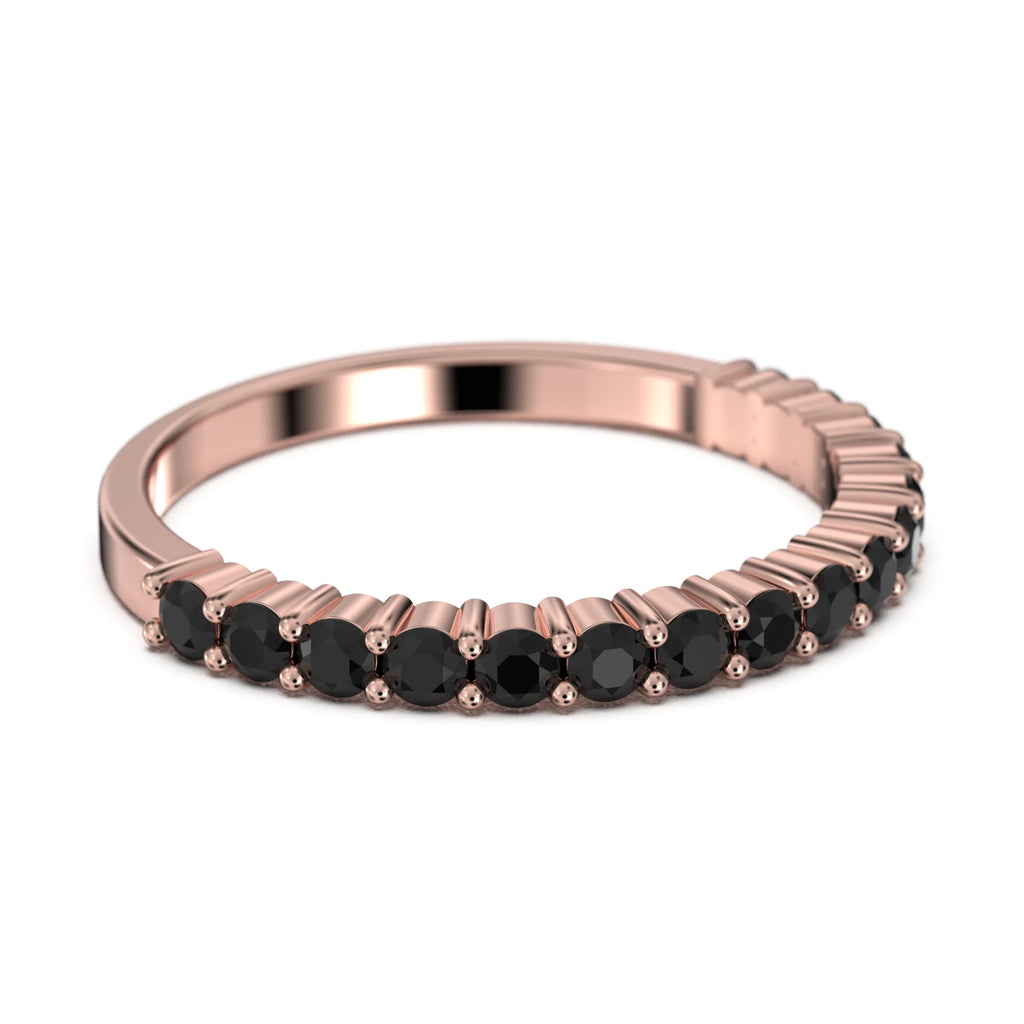 18K Rose Gold Over Silver Black Diamond Wedding Band Q874805