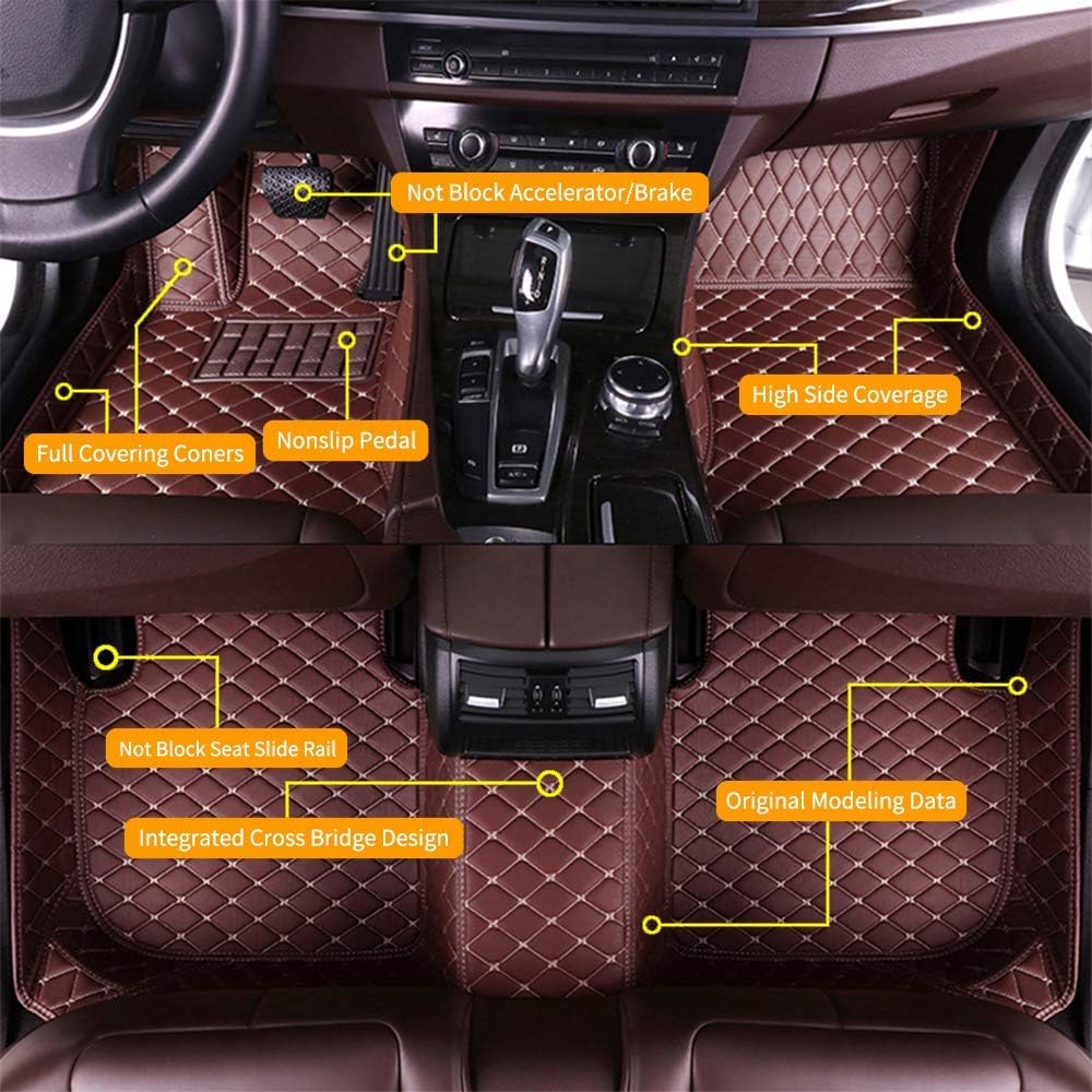 Red Waterproof Anti-Skid Leather Full Coverage Car Floor Mats L933