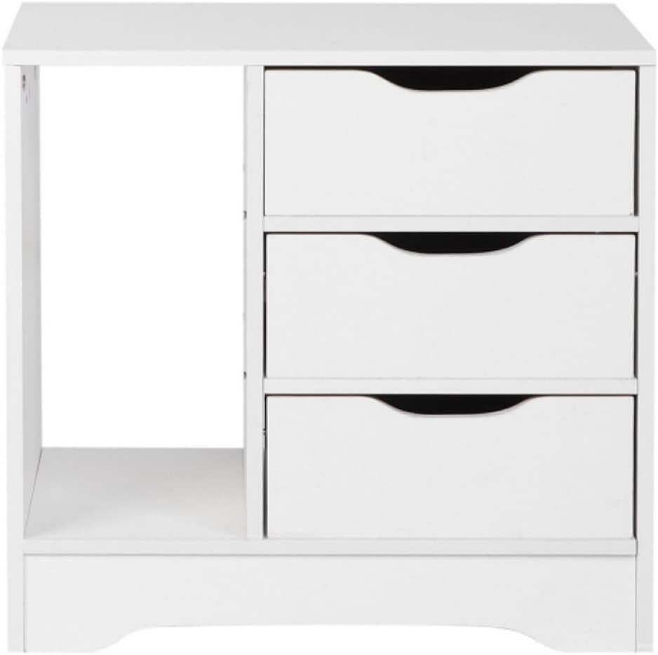 White 3 Drawer Wooden Nightstand X664658