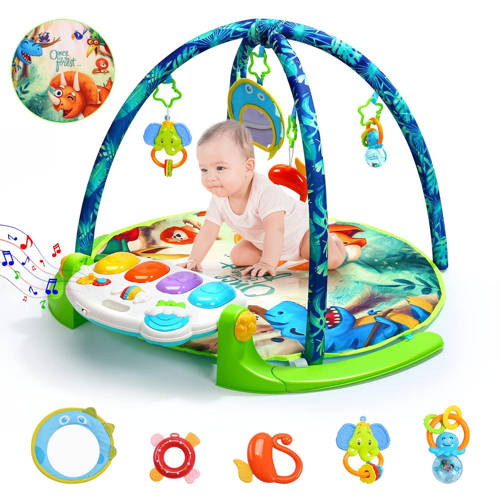 Baby Gym Play Mat with 5 Sensory Teether Toys, Musical Activity Center, Pack of 2 Z184