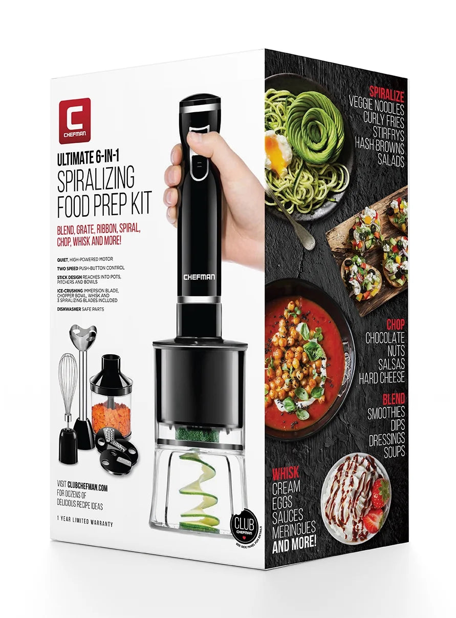 6-in-1 Electric Spiralizer & Immersion Blender, Black P898030