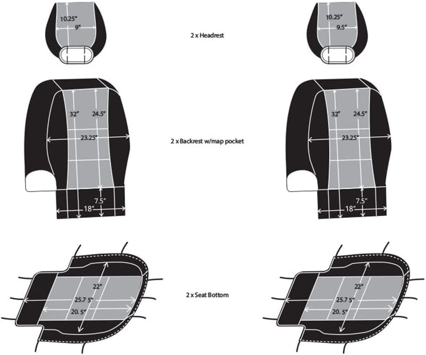 Gray & Black Neoprene Front Seat Covers for Pickup Truck P94586