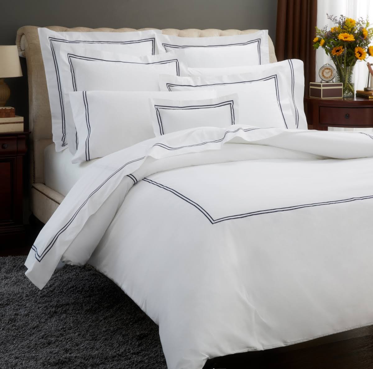 Full/Queen White/Aqua Duvet Cover A3400