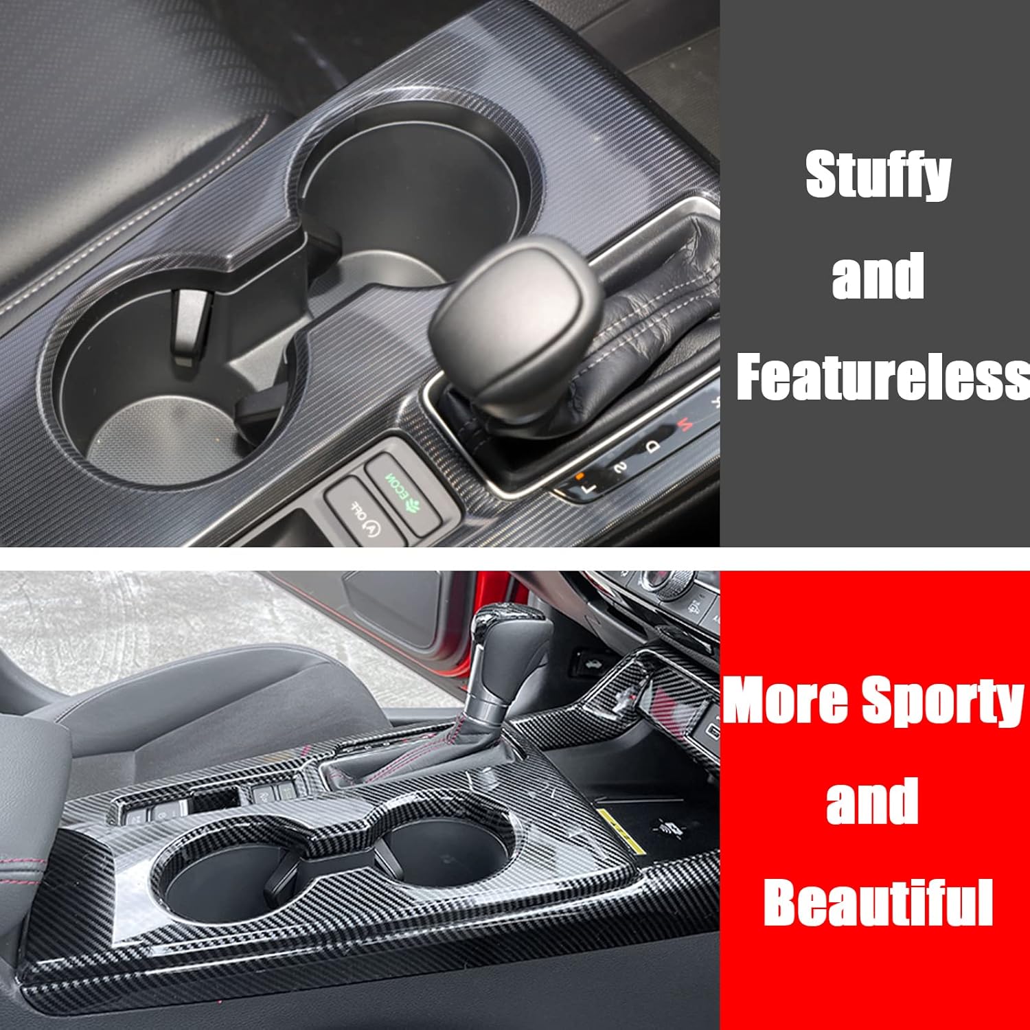 Carbon Fiber Center Console Gear Shift Panel Cover Sticker Interior Trim Decal Pack of 2 K54746
