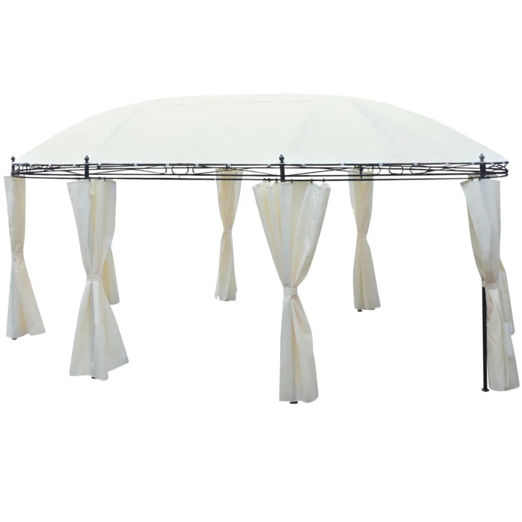 White Steel Frame Gazebo Canopy Tent Sun Shelter 208.7 x 137.8 x 104.3 Inches K260861