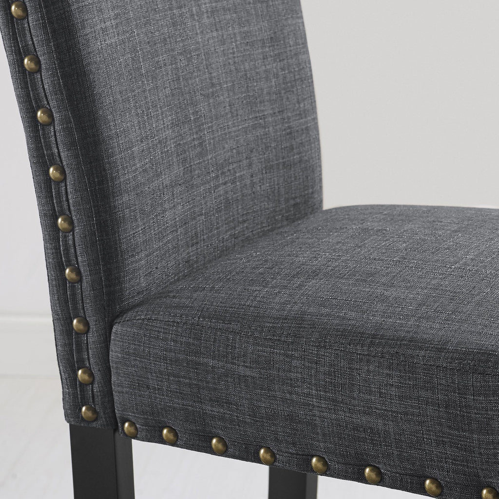 Gray Fabric Bar Stool with Nailhead Trim (Set of 2) Z540
