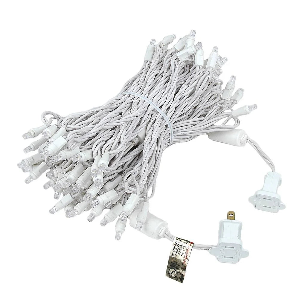 100 Light LED Christmas Mini Light Set, Warm White, White Wire Q6376