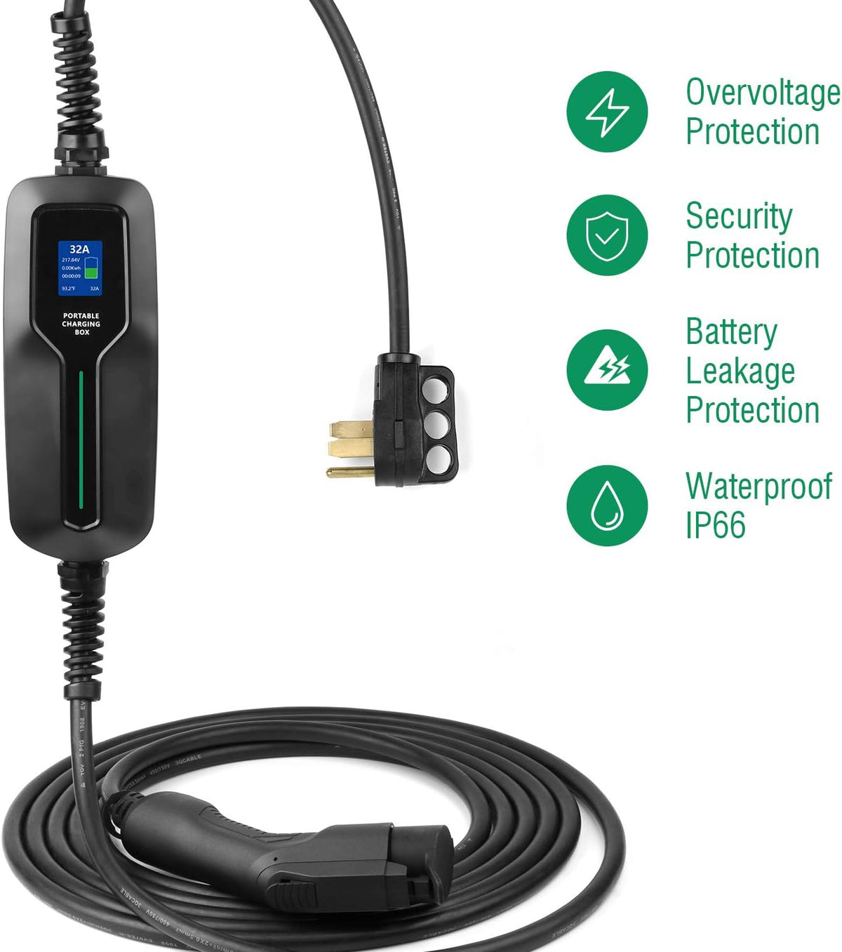 32A/25ft Portable EV Charger Level 2 J45438