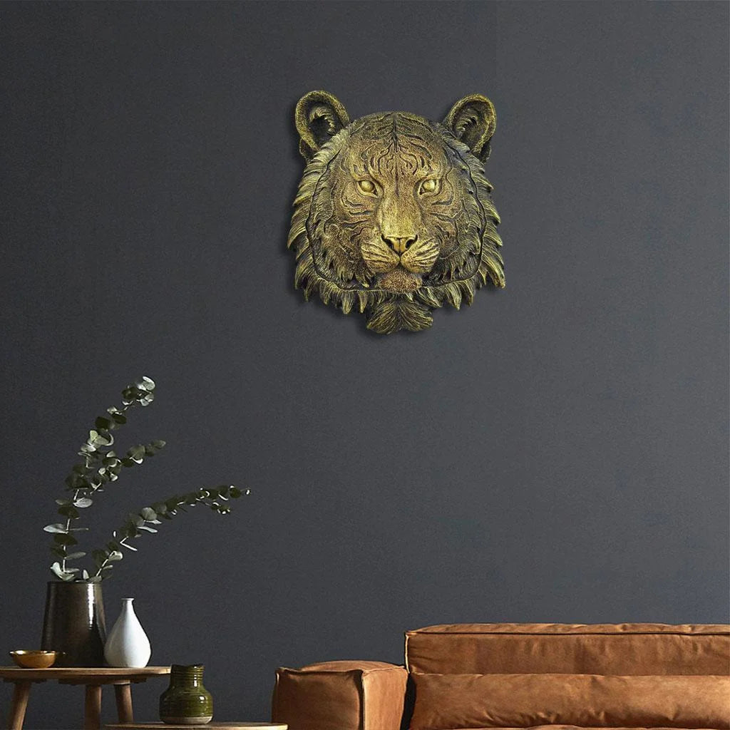 Tigers Mounted Bust Wall Sculpture D748120