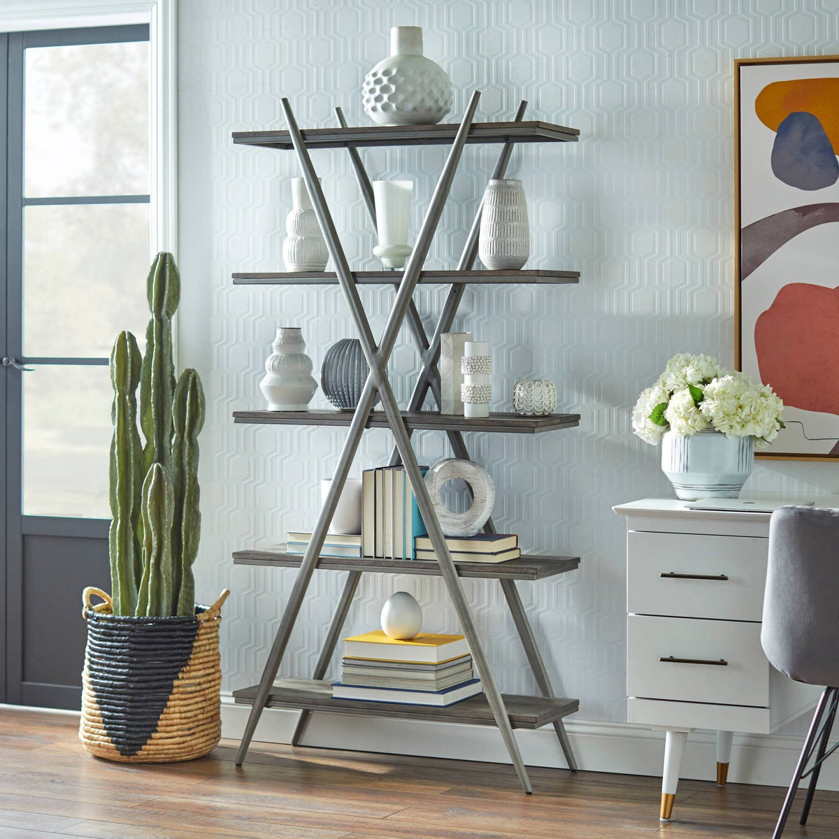 Grey 5-Tier Bookcase C445020