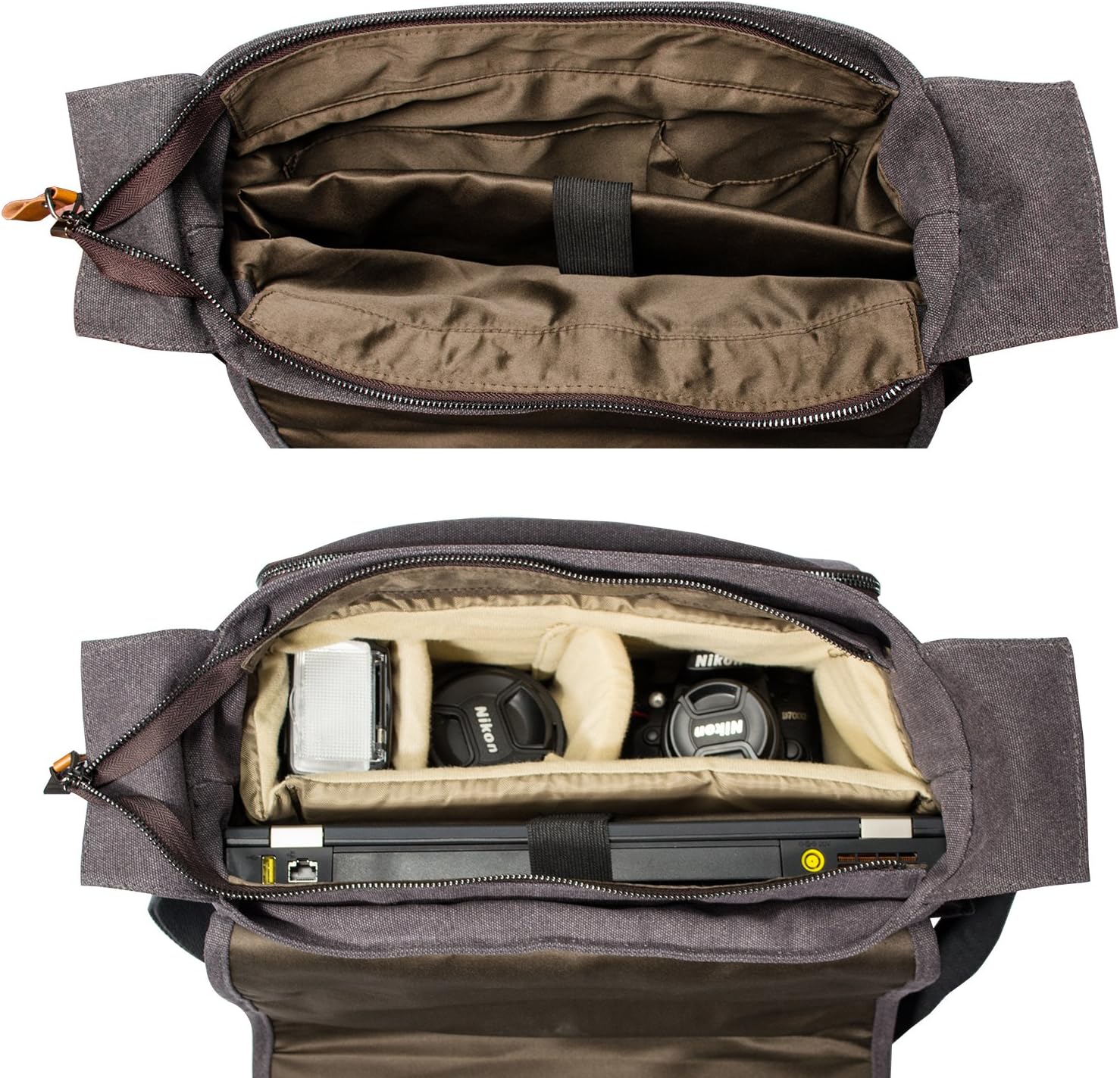 Camera Messenger Bag for DSLR Cameras Laptop 15.6inch Shoulder Bag with Camera Insert Sleeve Z90060