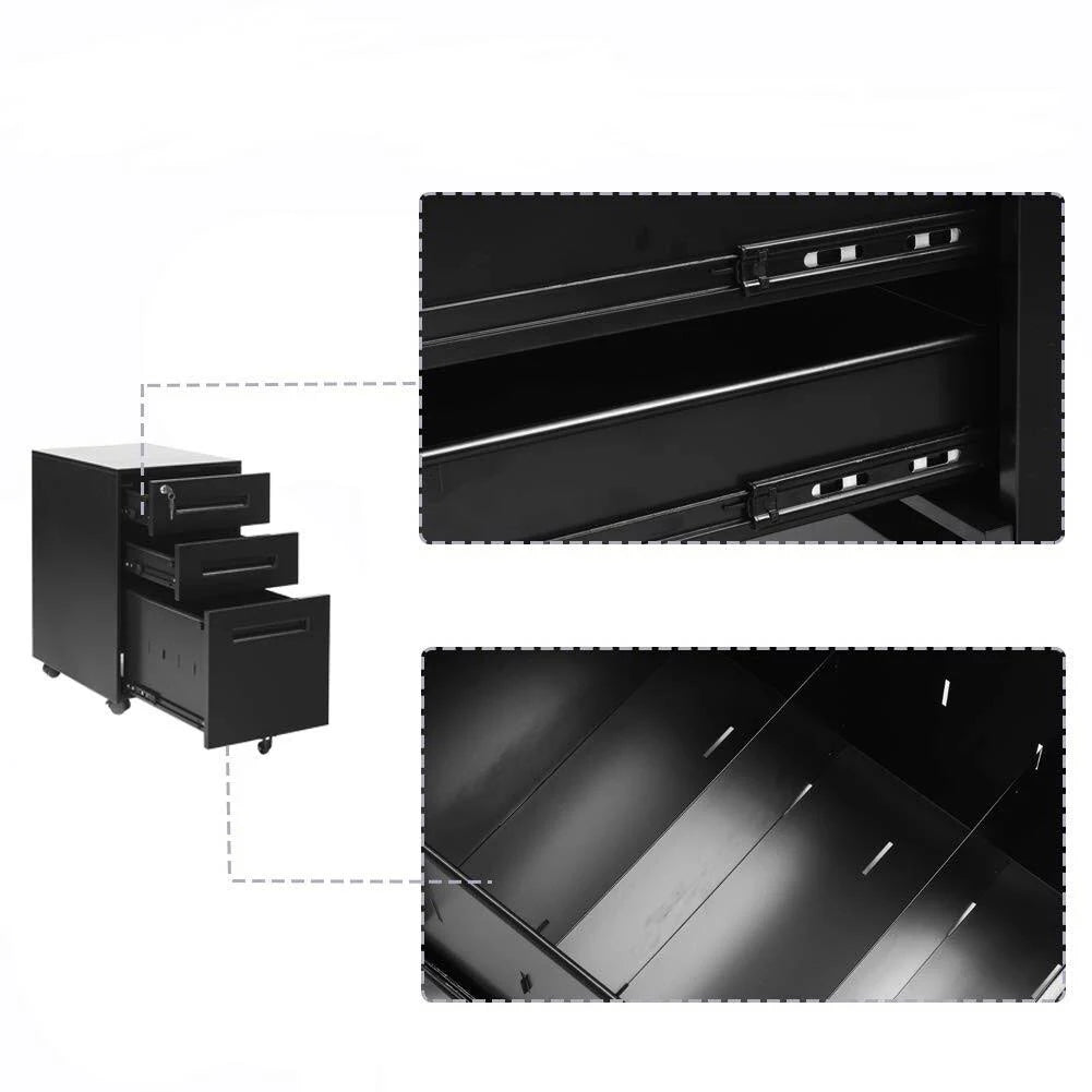 3 Drawer Rolling Metal Locking File Cabinet M274077